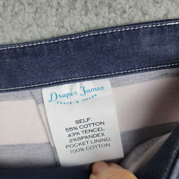 Draper James Miniskirt Womens Size 8  Navy Blue White Striped Size Zipper - Picture 5 of 13